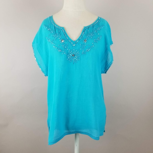 Turquoise Gauze Coco & Lolly Coverup - Picture 1 of 5
